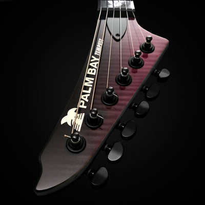 Tempest left-handed Purple/Black headstock angle